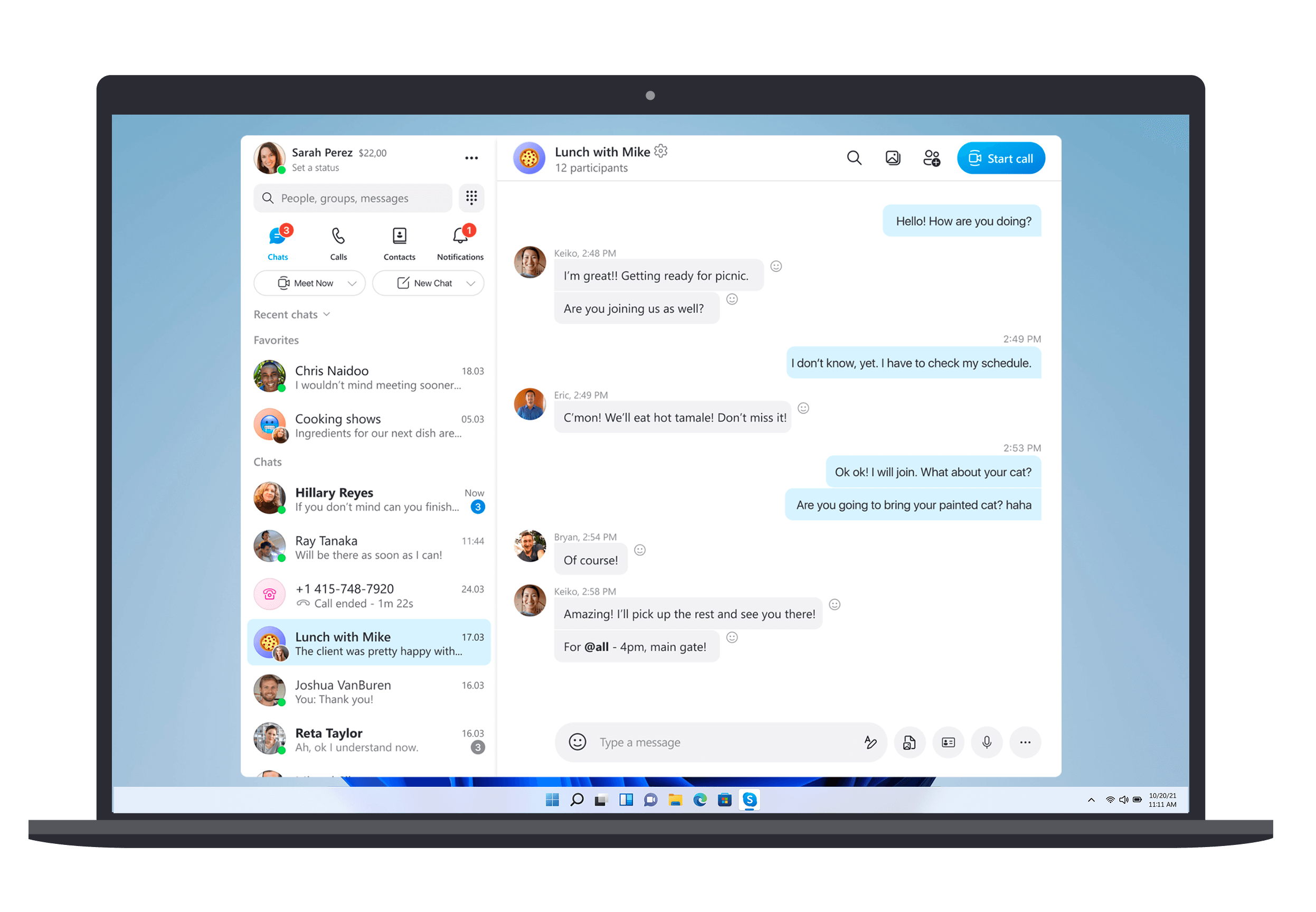 桌面上显示 Skype 客户端，聊天已打开_Skype国际版
